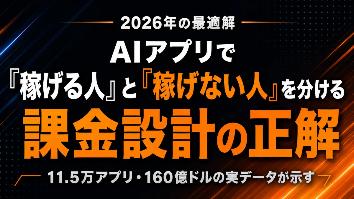 AIアプリで「稼げる人」と「稼げない人」を分ける課金設計の正解 — 11.5万アプリ・160億ドルの実データが示す2026年の最適解