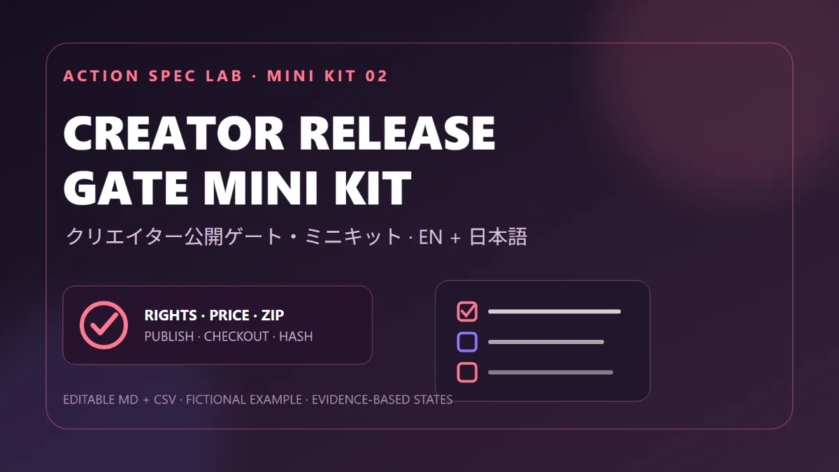デジタル商品の公開事故を防ぐ「公開ゲート」テンプレ|権利・価格・納品を15分で確認