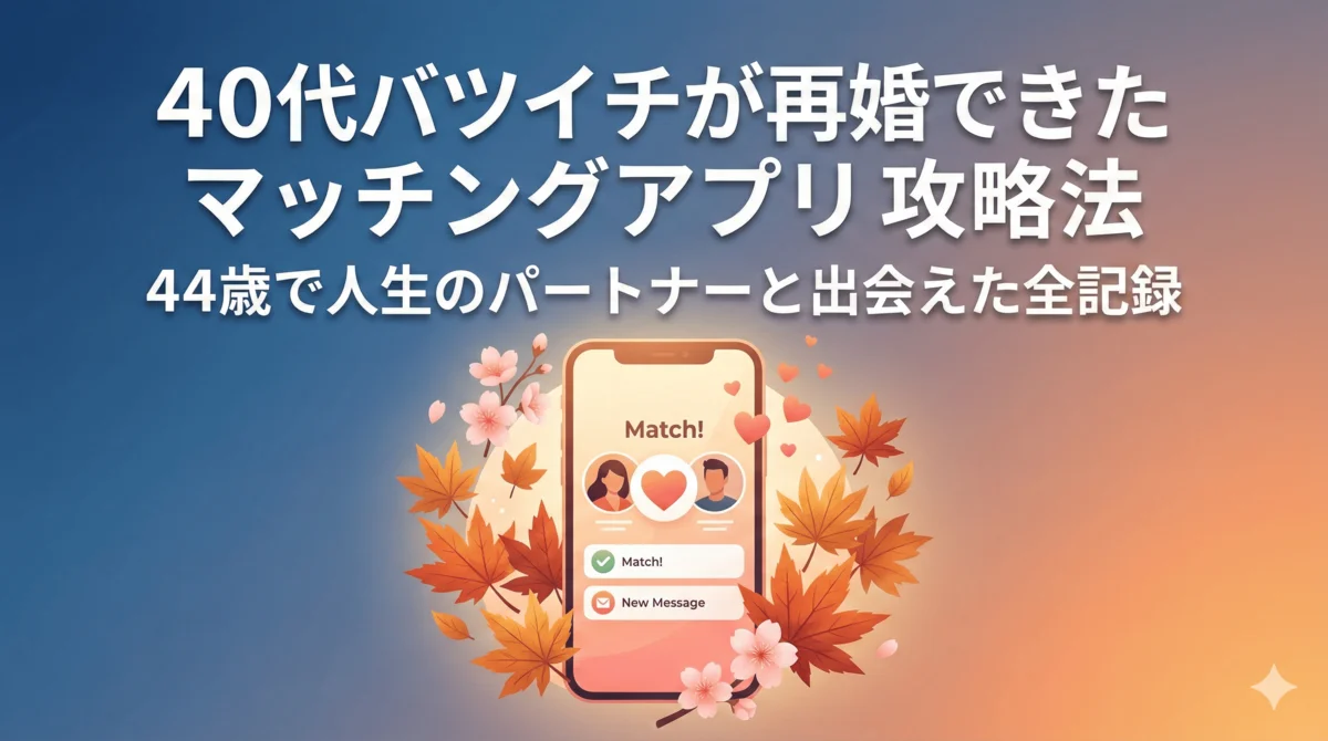 40代バツイチが再婚できたマッチングアプリ攻略法
